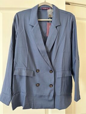 Adore Me Double-Breasted Slate Blue Blazer **NWT** Size S